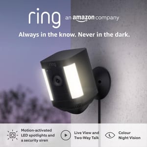 Ring Spotlight Cam plus Plug-in Outdoor Security Camera 1080p HD Video