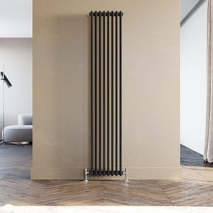 Elegant Traditional Black Vertical Radiator 1800x380 Mm Double-Column Cast Iron