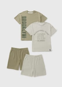 2 Pack Boys Slogan Waffle Short Pyjama Set (7-13yrs) 8 Yrs