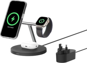 Belkin BoostCharge 3-in-1 Qi2 MagSafe Wireless Charger Non-Slip Base - Black