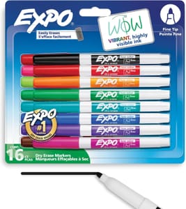 Expo Dry Erase Whiteboard Pens, Fine Tip, Assorted Colours, 16-Pack