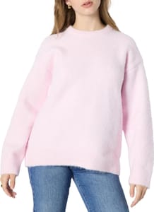 Amazon Essentials Women's Oversized Faux Mohair Crewneck Jumper - Lilac, L