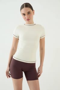 DSGN Studio Piping Detail Fitted Top - Cream