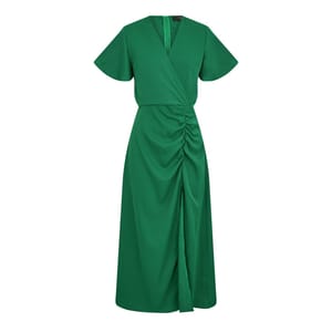 AX Paris Green Ruched Split Leg Midi Dress