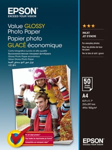 Epson Value Glossy Photo Paper A4 50 Sheets 183gsm C13S400036