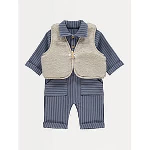 Striped All in One with Fleece Gilet Outfit