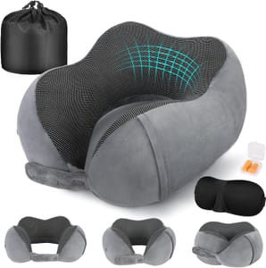 Cirorld Memory Foam Travel Neck Pillow with Accessories