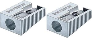 Staedtler Single Hole Aluminium Pencil Sharpener - 2 Pack