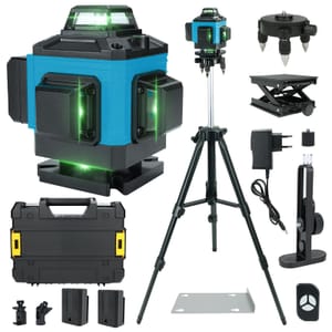 Cross-Line Laser: 4x360 Self-Leveling, Green, 16 Lines, Tripod