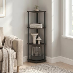 Furinno Turn-N-Tube Toolless 4-Tier Corner Storage Shelf, Brown