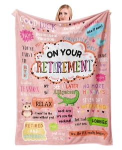 Retirement Gifts for Women Pink Flannel Throw Blanket