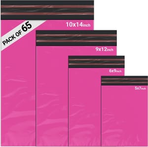 65 Hot Pink Parcel Mailer Bags, Tamper-Proof, 4 Sizes