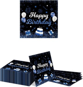 Kotkiddy Happy Birthday Napkins - 40 Pack, Blue, 33 X 33cm