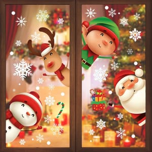 DIYDEC 82pcs Christmas Window Cling Stickers, 5 Sheets, Reusable