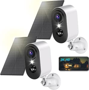 PESAIR Wi-Fi Security Camera Outdoor 2K with Solar Panel 2-Pack