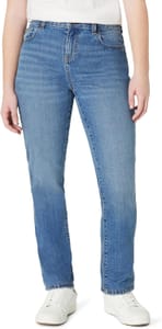 Amazon Essentials Girls' Stretch Mid-Rise Straight Jeans, Blue, 9 Years