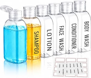 Innovess 6-Piece 100ml Travel Bottles Set with Labels