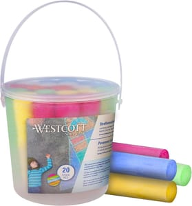 Westcott Pavement Chalk: 20 Colorful Pieces in Transport Bucket
