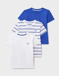 Crew Clothing Boys' 3 Pack Classic Tees - Blue