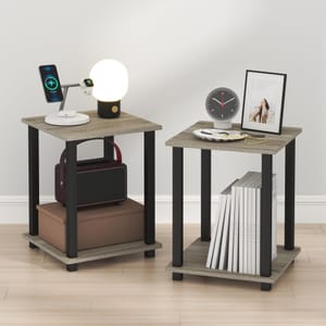 Furinno Simplistic Nightstand Set of 2, 2-Tier, French Oak