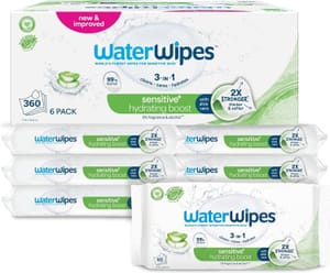 WaterWipes Sensitive+ Hydrating Wipes, 99% Water, Unscented, 6 Pack - £11.92 S&S