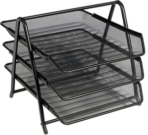 OSCO 3-Tier Wire Mesh Letter Tray Desk Organizer, Black