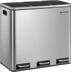 SONGMICS 3-Compartment Kitchen Recycling Bin, 3x18L, 15 Liners LTB54NL