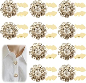 Rusokufo 10 Rhinestone Button Covers, Gold