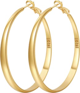 PABBEU 14K Gold-Plated Lightweight Hoop Earrings for Women