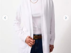 White Longline Pocket Detail Cardigan