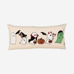 Multicolour Embroidered Ghost Pattern Cushion 76x35cm