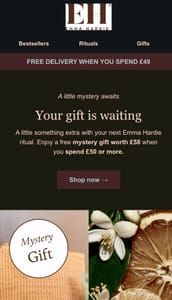 free mystery gift worth £58 on orders £50 or more