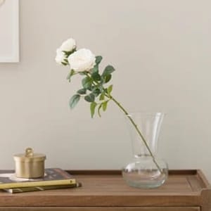 Artificial White Cabbage Rose Stem - 60cm