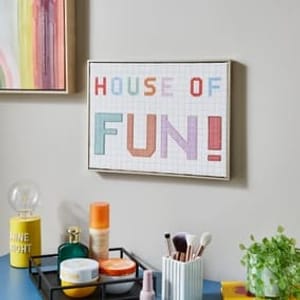 House of Fun Embroidered Wall Art - 30 X 40cm