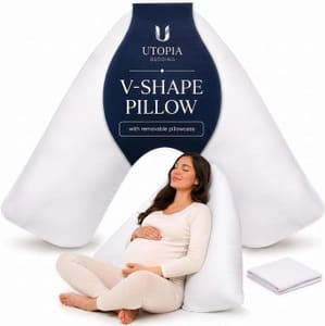 Utopia Bedding v Pillow with Pillowcase, 84x34 Cm, Maternity, White