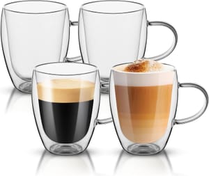 Dyserbuy 4-Pack Double-Walled Glass Mugs - 350ml
