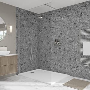 Wetwall Elite Double Post Formed Terrazzo Storm Shower Wall Panel 2420 X 580mm
