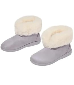 Womens Lilac Fluffy Slipper Boots