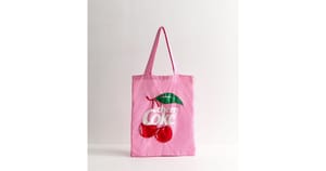 Bright Pink Cherry Coke Beaded Trim Tote Bag