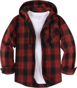 ZITY Men's Flannel Shirt Long Sleeve Plaid Button-down with Pocket