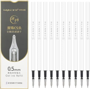 Ddaowanx Gel Ink Pen Refills - 10 Pack - Black 0.5mm