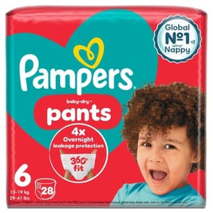 Pampers Baby-Dry Nappy Pants Size 6 - 28 Pack