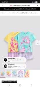 Disney Princess 2 Pack Shortie Pyjamas - Multi