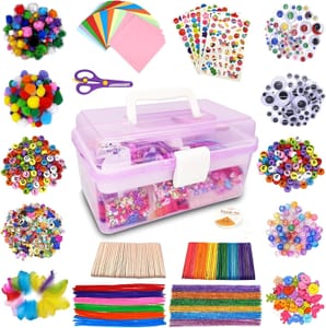 Obqo 1000+ Pcs Kids Craft Box Set: Toddler DIY (Purple)