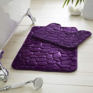 Pebble 2-Piece Memory Foam Bath Mat Set - Purple