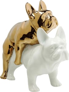 Kare Design Love Dogs Deco Object, Porcelain, Gold/White, 17x11x20 Cm