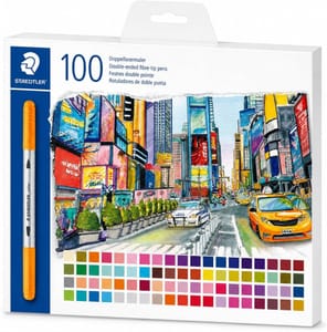 Staedtler 3200 Dual-Tip Felt Pens & Fineliners, 100-Pcs