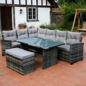 Linea 6-Piece Rattan Garden Dining Set - Grey