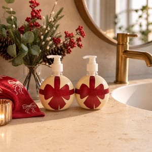 OHS 2 Pack Bow Bauble Soap Dispensers - Red