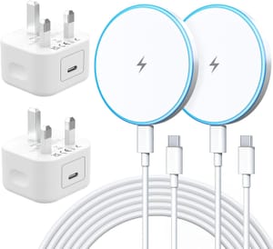 2-Pack 15W Wireless and 20W Fast Charger with 6ft USB-C